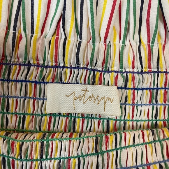 Petersyn Barrett Rainbow Striped Smocked Mini Skirt Size Small - Picture 3 of 7